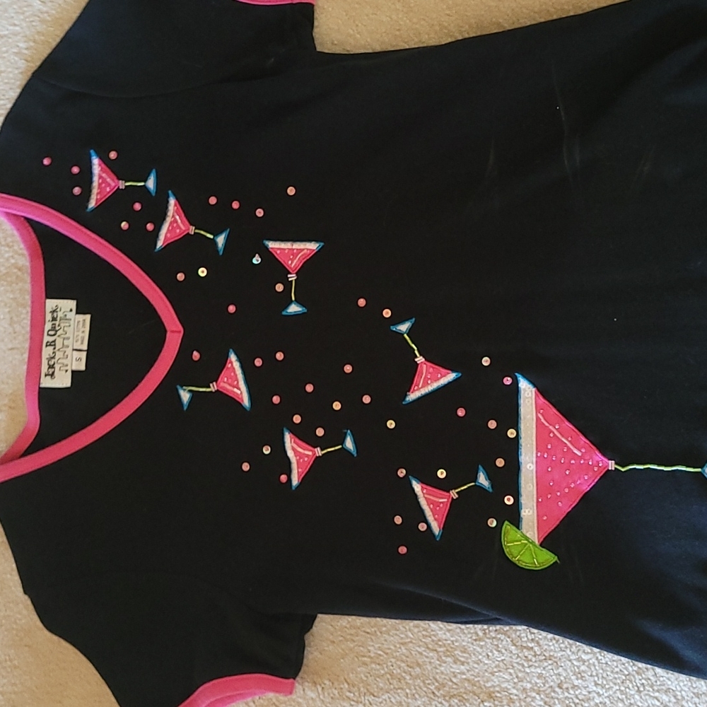 Jack B Quick Size Small Martini Studded & Sequined Short Sleeve Shirt